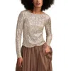 Lucky Brand Sequin Long Sleeve Top In Gold