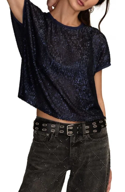 Lucky Brand Sequin T-shirt In Blue
