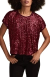 Lucky Brand Sequin T-shirt In Burgundy