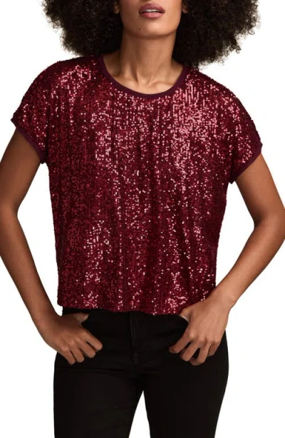 Lucky Brand Sequin T-shirt In Burgundy