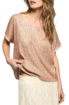 Lucky Brand Sequin T-shirt In Pink