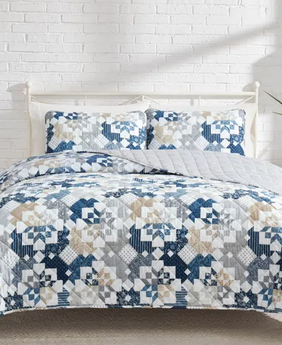 Lucky Brand Serra Patch Reversible 3-pc. Quilt Sets, Full/queen In Blue