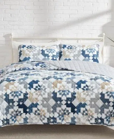 Lucky Brand Serra Patch Reversible Quilt Sets In Blue