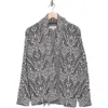 Lucky Brand Shawl Collar Open Front Jacquard Knit Cardigan In Charcoal Multi