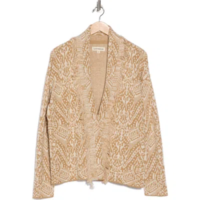 Lucky Brand Shawl Collar Open Front Jacquard Knit Cardigan In Natural Multi