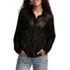 Lucky Brand Sheer Sequin Shirt In Black