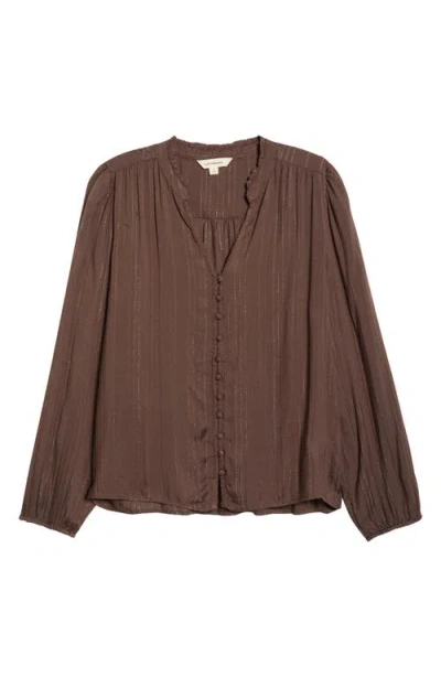 Lucky Brand Shine Button Front Top In Brown