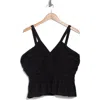 Lucky Brand Shirred Peplum Top In Caviar