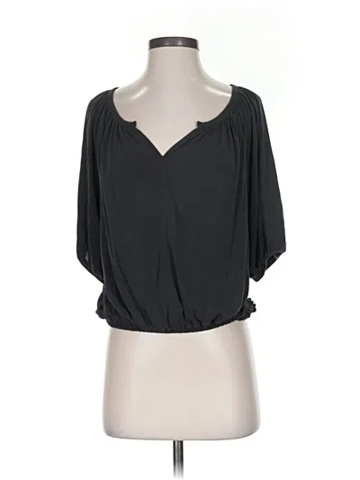 Pre-owned Lucky Brand Short Sleeve Blouse In Black
