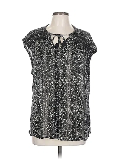 Pre-owned Lucky Brand Short Sleeve Blouse In Black