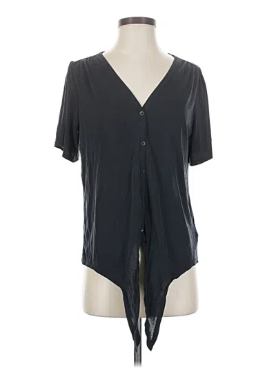 Pre-owned Lucky Brand Short Sleeve Blouse In Black