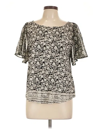 Pre-owned Lucky Brand Short Sleeve Blouse In Black