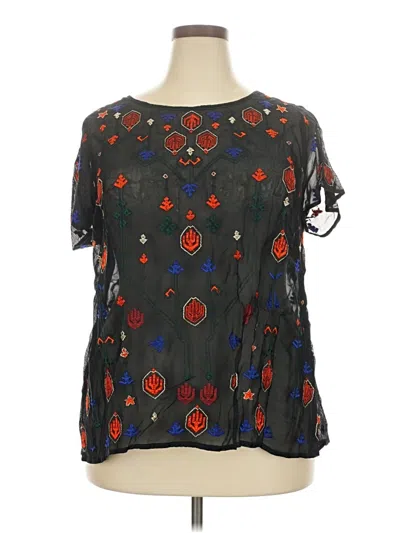 Pre-owned Lucky Brand Short Sleeve Blouse In Black