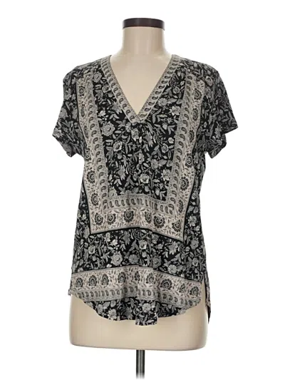 Pre-owned Lucky Brand Short Sleeve Blouse In Black