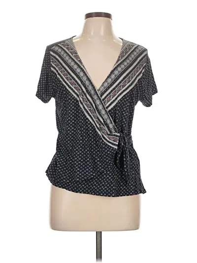 Pre-owned Lucky Brand Short Sleeve Blouse In Black