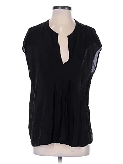 Pre-owned Lucky Brand Short Sleeve Blouse In Black