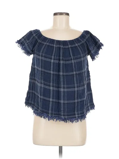 Pre-owned Lucky Brand Short Sleeve Blouse In Blue