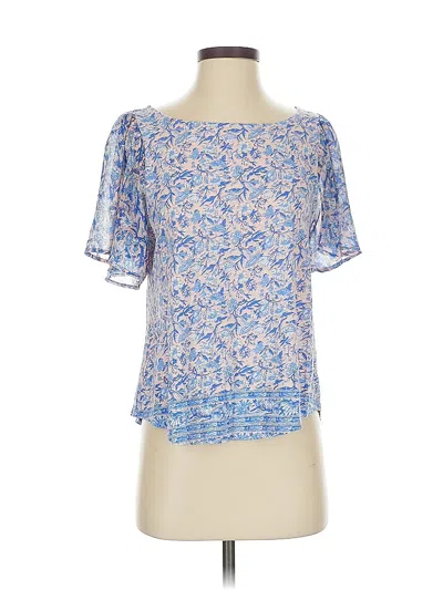 Pre-owned Lucky Brand Short Sleeve Blouse In Blue