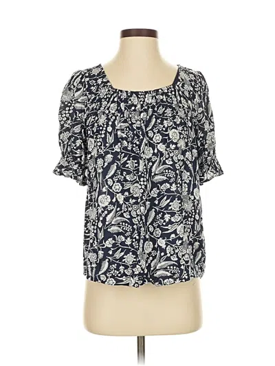 Pre-owned Lucky Brand Short Sleeve Blouse In Blue