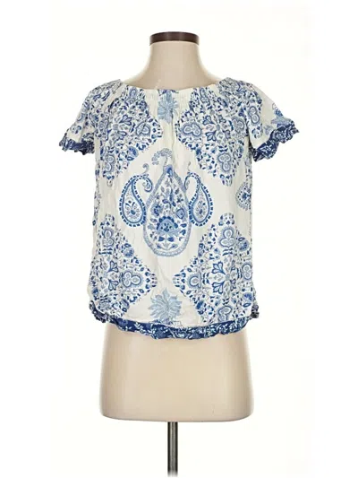 Pre-owned Lucky Brand Short Sleeve Blouse In Blue