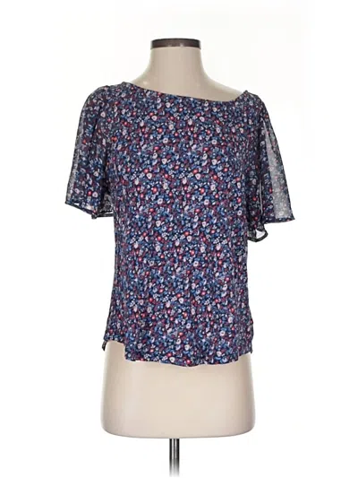 Pre-owned Lucky Brand Short Sleeve Blouse In Blue