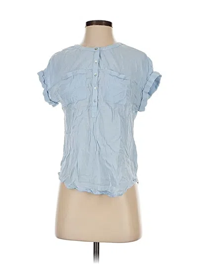 Pre-owned Lucky Brand Short Sleeve Blouse In Blue