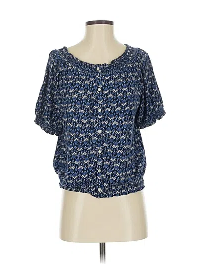 Pre-owned Lucky Brand Short Sleeve Blouse In Blue