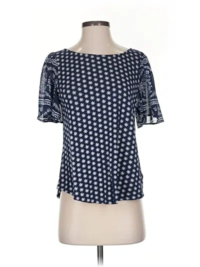 Pre-owned Lucky Brand Short Sleeve Blouse In Blue