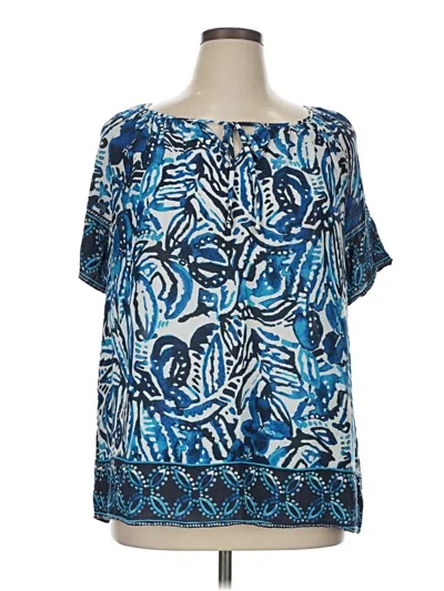 Pre-owned Lucky Brand Short Sleeve Blouse In Blue