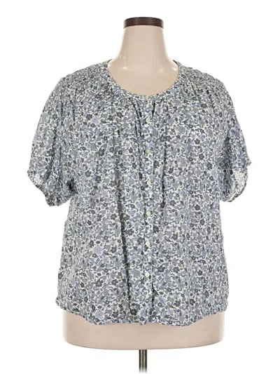 Pre-owned Lucky Brand Short Sleeve Blouse In Blue
