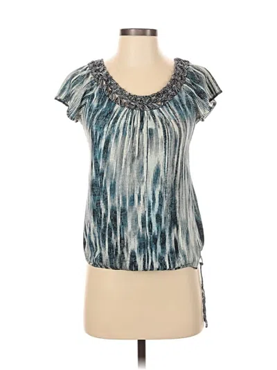 Pre-owned Lucky Brand Short Sleeve Blouse In Blue