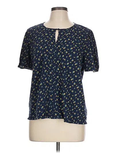 Pre-owned Lucky Brand Short Sleeve Blouse In Blue