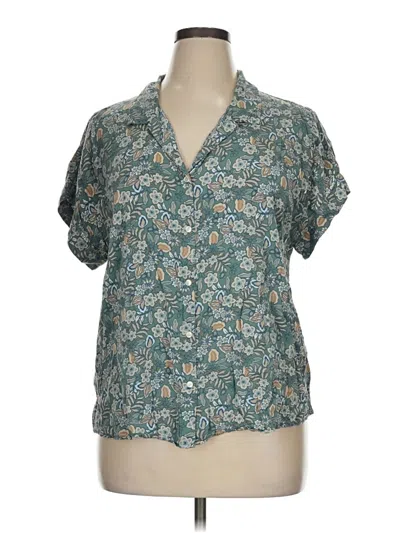 Pre-owned Lucky Brand Short Sleeve Blouse In Blue