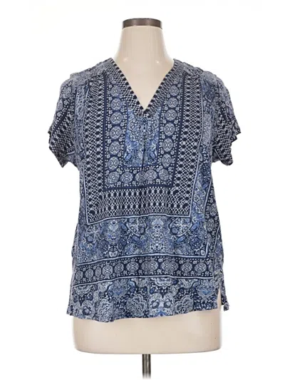 Pre-owned Lucky Brand Short Sleeve Blouse In Blue