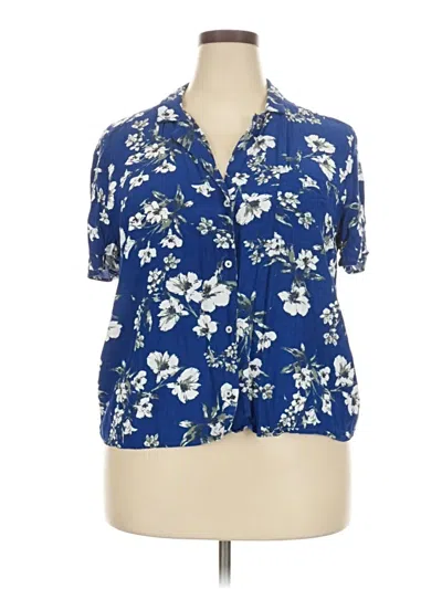 Pre-owned Lucky Brand Short Sleeve Blouse In Blue