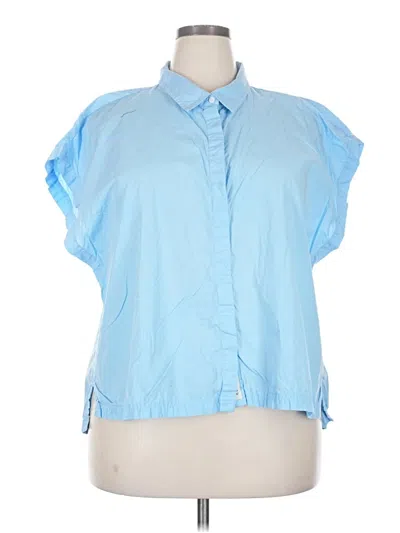 Pre-owned Lucky Brand Short Sleeve Blouse In Blue