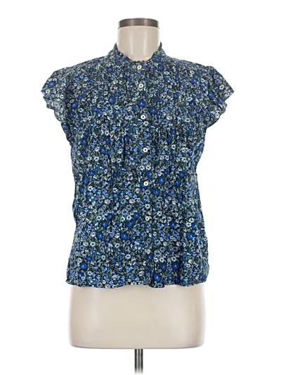 Pre-owned Lucky Brand Short Sleeve Blouse In Blue