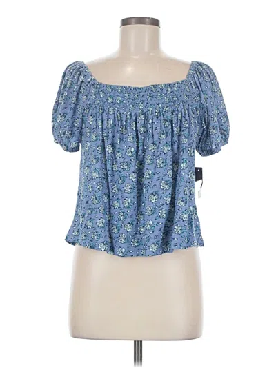 Lucky Brand Short Sleeve Blouse In Blue