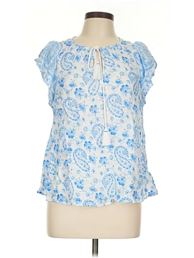 Pre-owned Lucky Brand Short Sleeve Blouse In Blue