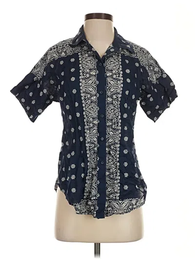 Pre-owned Lucky Brand Short Sleeve Blouse In Blue