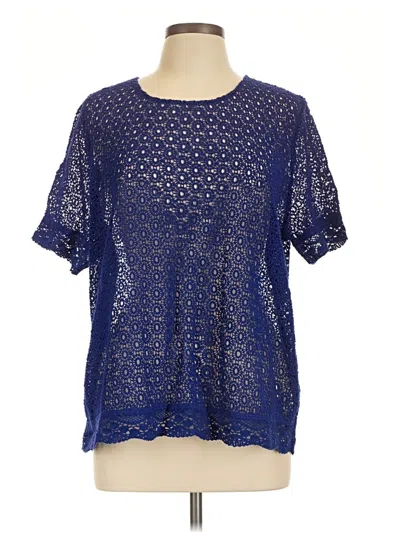 Pre-owned Lucky Brand Short Sleeve Blouse In Blue