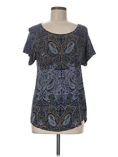 Pre-owned Lucky Brand Short Sleeve Blouse In Blue