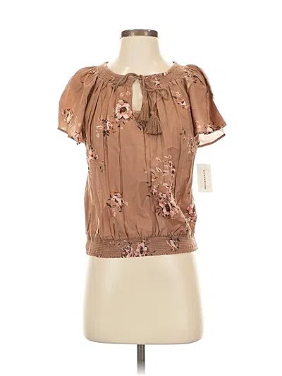 Pre-owned Lucky Brand Short Sleeve Blouse In Brown