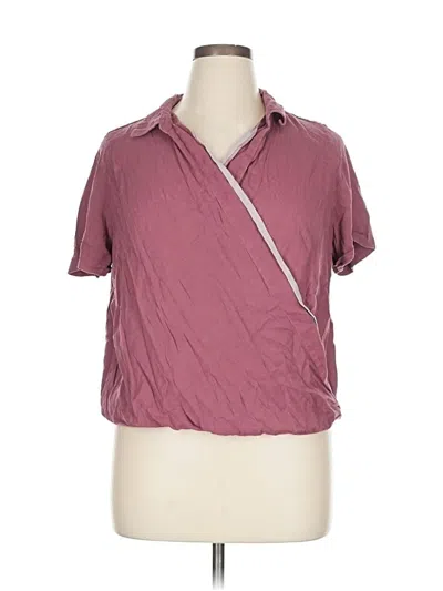 Pre-owned Lucky Brand Short Sleeve Blouse In Burgundy