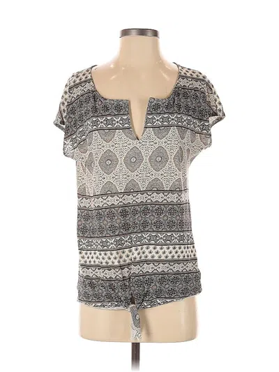 Pre-owned Lucky Brand Short Sleeve Blouse In Gray