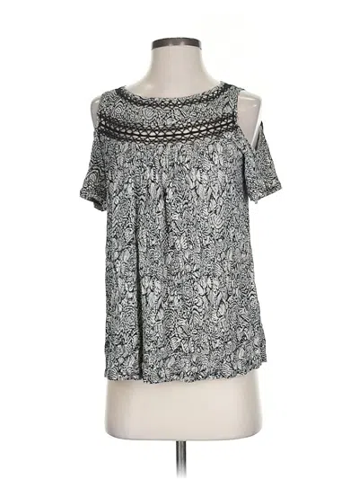 Pre-owned Lucky Brand Short Sleeve Blouse In Gray