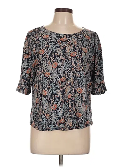 Pre-owned Lucky Brand Short Sleeve Blouse In Gray