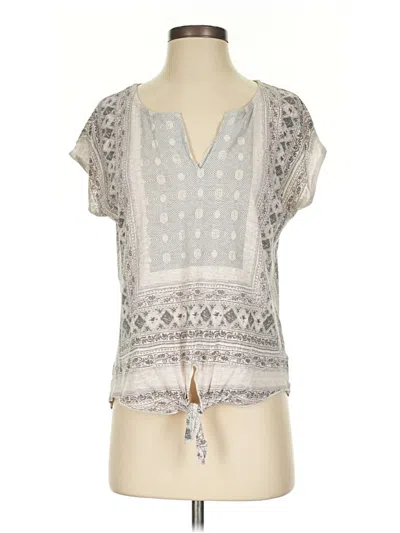 Pre-owned Lucky Brand Short Sleeve Blouse In Gray