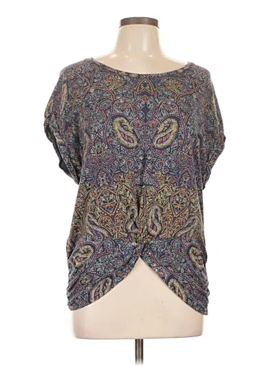 Pre-owned Lucky Brand Short Sleeve Blouse In Gray