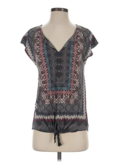 Pre-owned Lucky Brand Short Sleeve Blouse In Gray